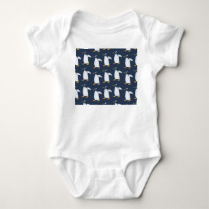 Penguins: Small Dark Watercolor Baby Bodysuit