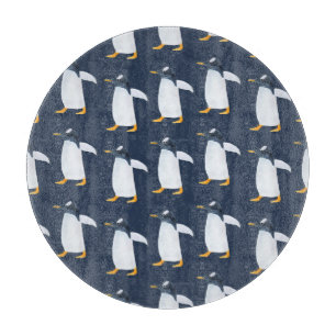 Penguins: Small Dark Watercolor Cutting Board