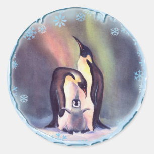 PENGUINS, SNOW & ICE by SHARON SHARPE Classic Round Sticker