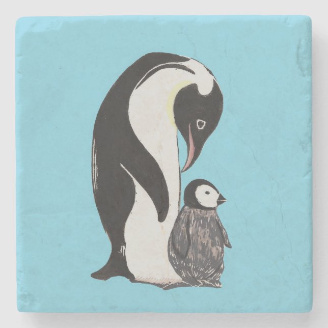 Penguins Stone Coaster (Front)