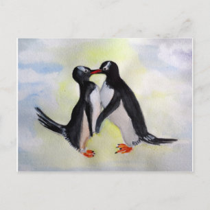 Penguins watercolor Postcard