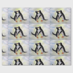 Penguins Watercor Art Matte Wrapping Paper