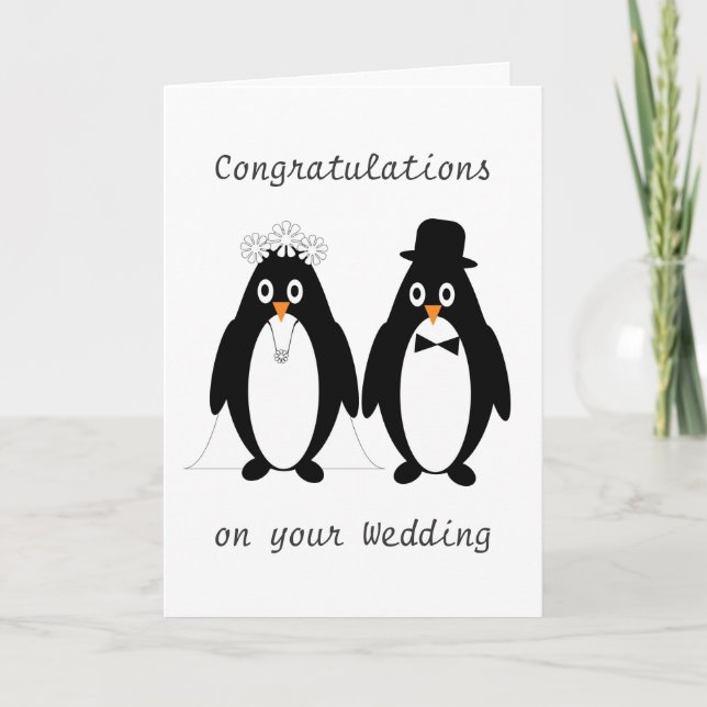 Penguins Wedding Card (Front)