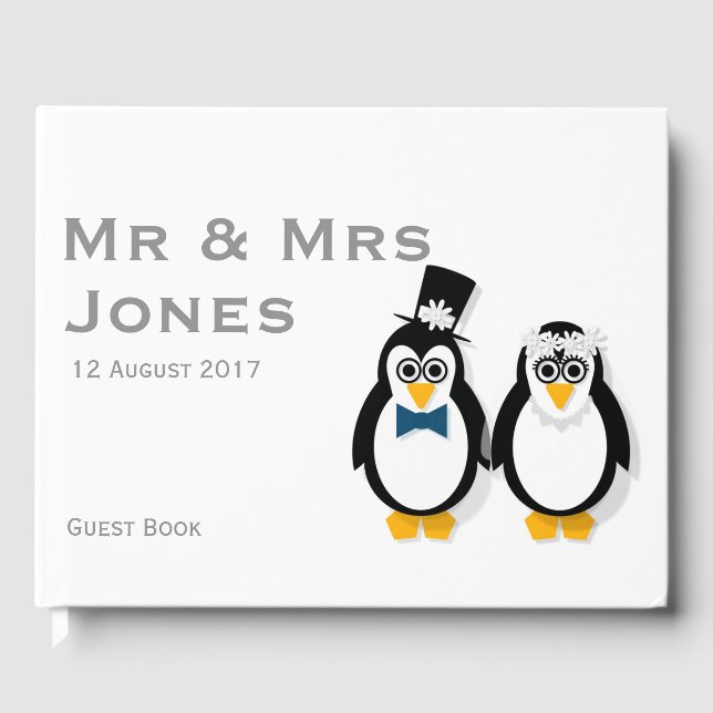 Penguins Wedding Guest Book (Customizable) (Front)