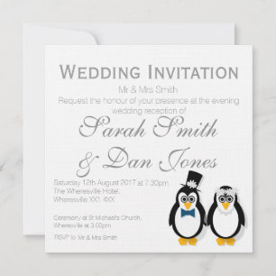 Penguins Wedding Invitation (Customizable)