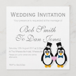 Penguins Wedding Invitation (Mr&Mr)(Customisable)
