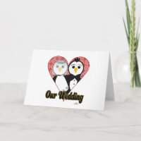 Penguins Wedding Lace Heart Our Wedding