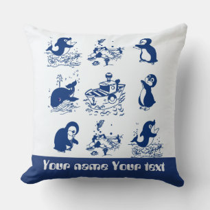Penguins, Whales and Dolphin Cushion