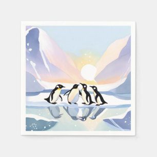Penguins Winter Watercolor   Snow and Ice Cute Napkin