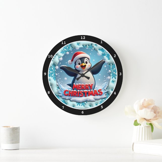 Penguin's Winter Wonderland" - Cute Christmas Large Clock (Home)