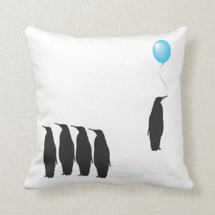 Penguins with balloon cushion pillow