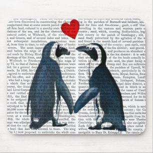 Penguins With Love Hearts Mouse Pad