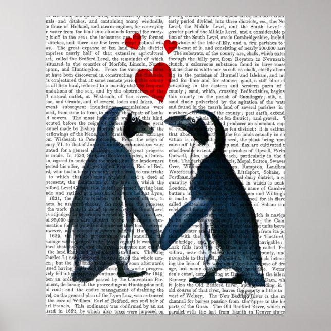 Penguins With Love Hearts Poster (Front)