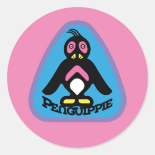 PENGUIPPIE PINGUINO HIPPIE ICON BY MASANSER CLASSIC ROUND STICKER