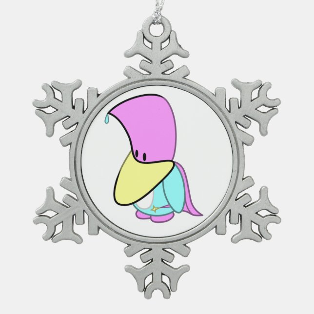 Pengwizard -  snowflake pewter christmas ornament (Front)