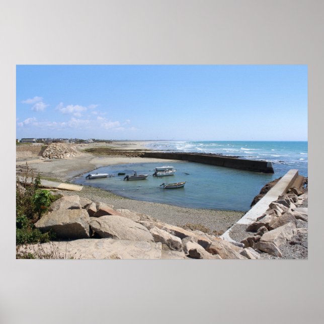 Penhors Harbor and Bay, Brittany, France Poster (Front)