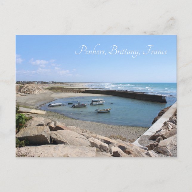 Penhors Harbour and Bay, Brittany, France Postcard (Front)