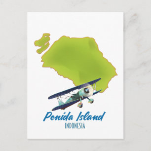 Penida island map postcard