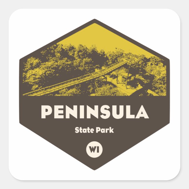 Peninsula State Park Wisconsin Square Sticker (Front)