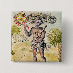 Penitent man in India 15 Cm Square Badge