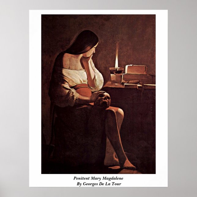 Penitent Mary Magdalene By Georges De La Tour Poster (Front)