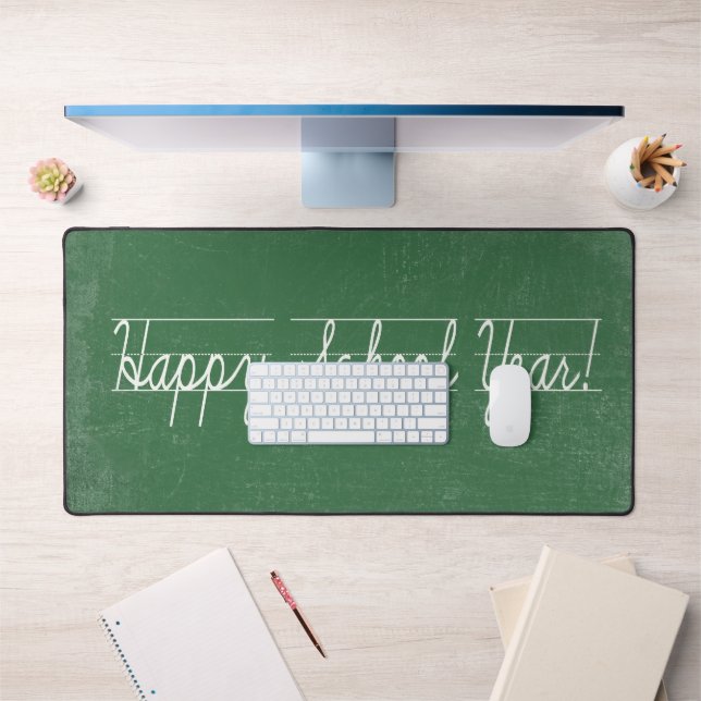 Penmanship On Green Chalkboard Desk Mat (Office 1)