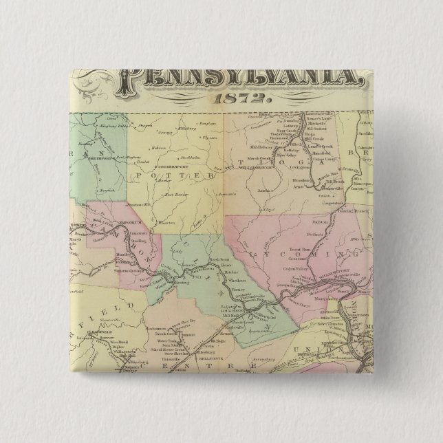 Penn railway map 15 cm square badge (Front)