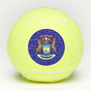 Penn tennis ball with flag of Michigan, USA
