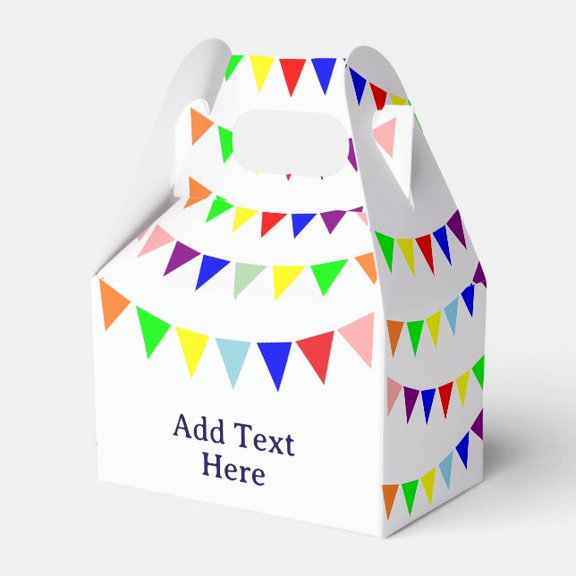 Pennant Banner Patter Party Decor White Favour Box (Front Side)