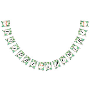 Pennant Bunting Bridal Shower Flamingo Leaf Stripe