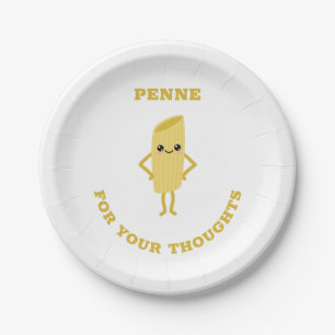 Penne for your thoughts paper plate