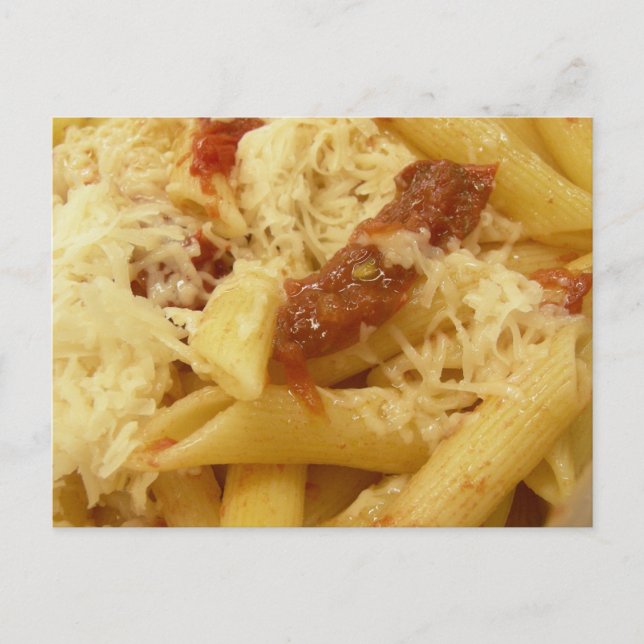 Penne pasta, tomatoes & cheese postcard (Front)