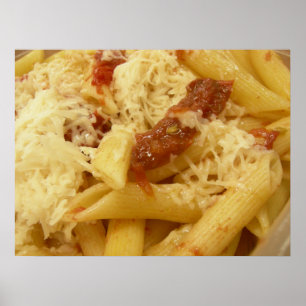 Penne pasta, tomatoes & cheese poster