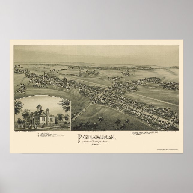 Pennsburgh, PA Panoramic Map - 1894 Poster (Front)