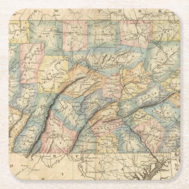 Pennsylvania 8 square paper coaster (Front)