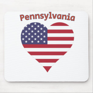Pennsylvania American Flag Heart Mouse Pad