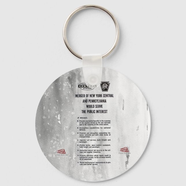 Pennsylvania and  New York Central Railroad Merger Key Ring (Front)