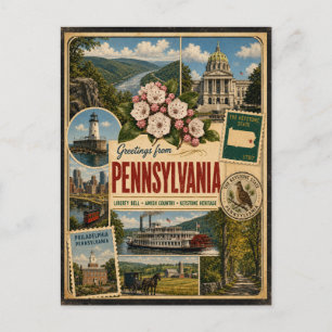 Pennsylvania Authentic Vintage Style Postcard