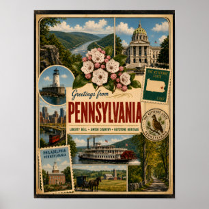 Pennsylvania Authentic Vintage Style Poster