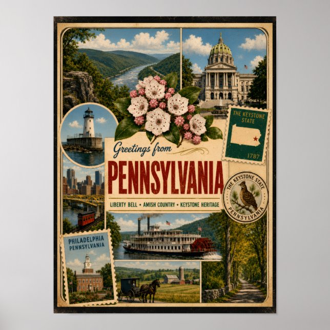 Pennsylvania Authentic Vintage Style Poster (Front)