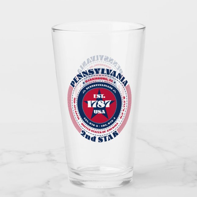 Pennsylvania Circular Typography Design Glass (Front)