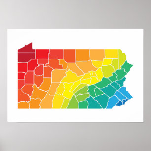 pennsylvania colour counties poster