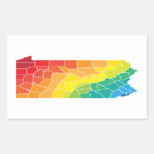 pennsylvania colour counties rectangular sticker