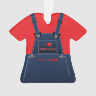 Pennsylvania Counrty Overalls Heart Ornament
