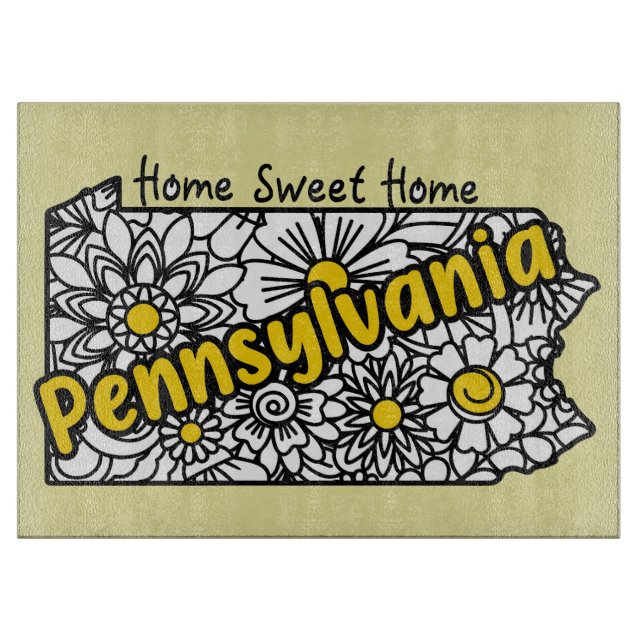 Pennsylvania Doodle Flowers Cutting Board (Front)