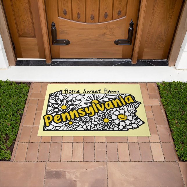 Pennsylvania Doodle Flowers Doormat (Outdoor)