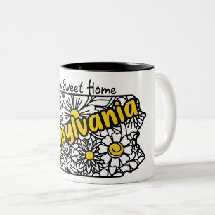 Pennsylvania Doodle Flowers Two-Tone Coffee Mug