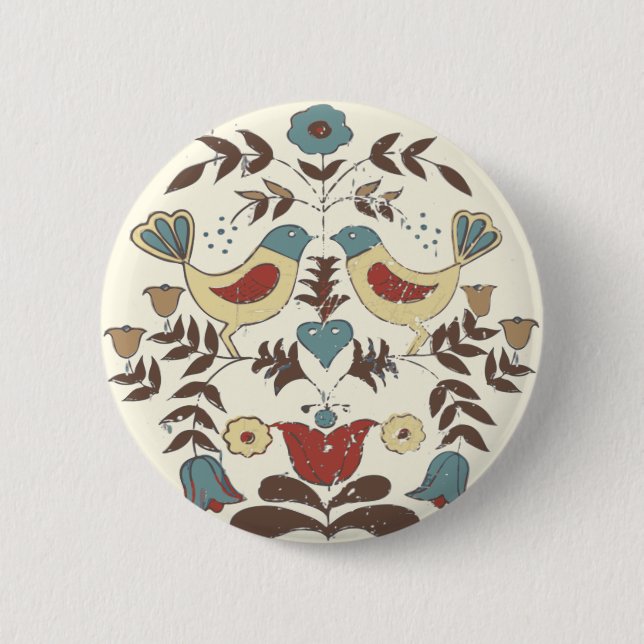 Pennsylvania Dutch Amish Hex Sign Bird Americana 6 Cm Round Badge (Front)