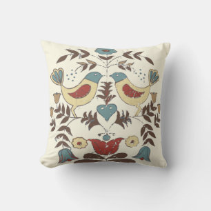 Pennsylvania Dutch Amish Hex Sign Bird Americana Cushion