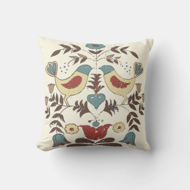 Pennsylvania Dutch Amish Hex Sign Bird Americana Cushion (Front)